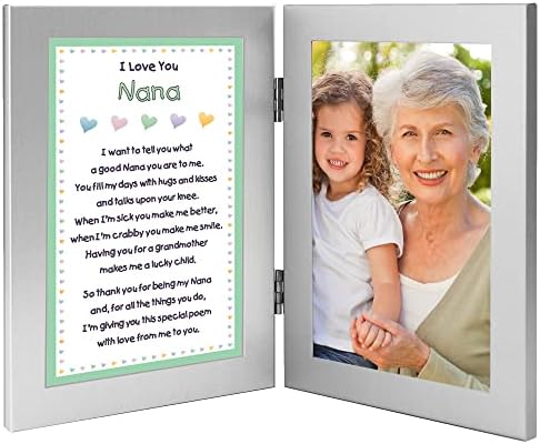 Рамки за слики на Нана, те сакам Нана песна, додадете 4x6 инчи фотографија во сребрена двојна рамка
