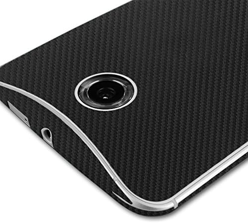 Skinomi црно јаглеродно влакно влакна целото тело кожа компатибилна со Google Nexus 6 Techskin со заштитник на екранот со чисти