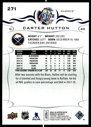 2018-19 Горна палуба 271 Картер Хатон Бафало Саберс НХЛ хокеј за трговија со хокеј
