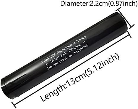 Gsuiveer 1 Pack 75175 75375 3.6V 3000mAh Ni-MH Flashlight Battery компатибилна со Streamlight Stinger 75813 75810 76000 Polystinger