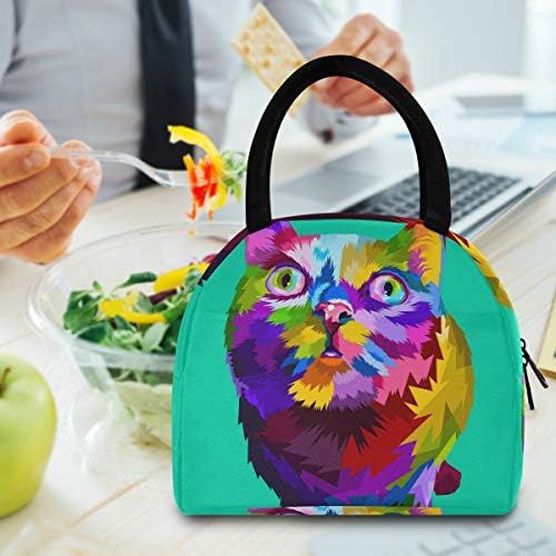 Изолирана торба За ручек Жени-Симпатична Мачка Голема Вреќа За Ручек Отпорна на Истекување со ремени За рамо За Работа