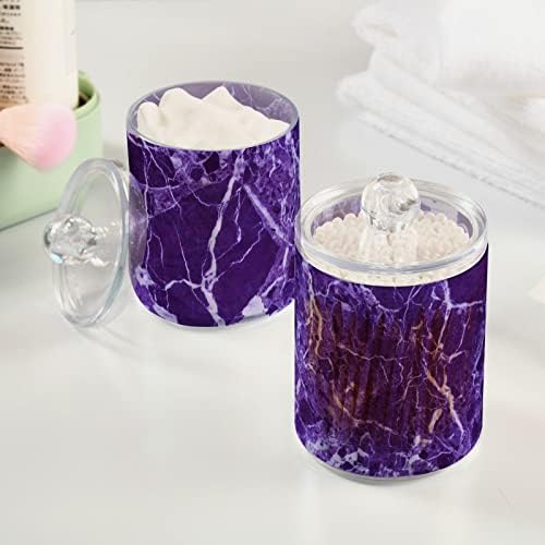 Мермер lilac памук држач за бања контејнери тегли со капаци поставени памучни топка подлога за тркалење тегла за памучни топка за памук, патеки