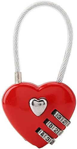 3-цифрен комбиниран брава со облик на срце, издржлив партан за парчиња, мини-легура на легура, за ранец за багаж