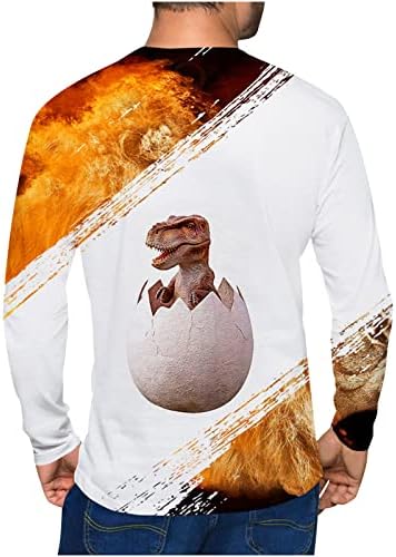 Маица за машка мода во боја, печатени долги ракави кошули лабави плус големина долга ракав блуза врвови