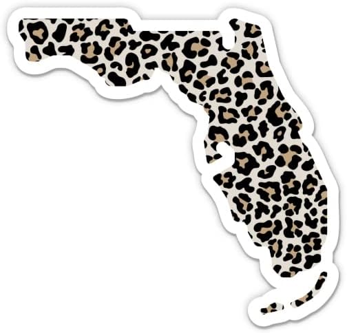 Флорида симпатична леопард печатена шема налепница на налепница - 3 налепница за лаптоп - водоотпорен винил за автомобил, телефон, шише со