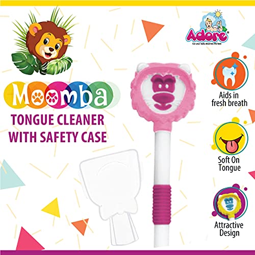 Обожавате чистач на јазикот Моомба со безбеден случај најдобро за орална нега на деца, повеќебојно