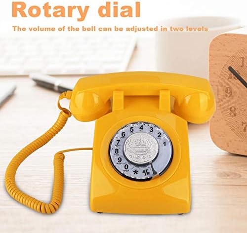 Ретро телефон ASHATA, ретро ротационо бирање гроздобер телефонски кабел со аналогни фиксни телефони Телефонски телефон, класичен