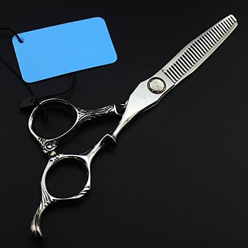 Ножици за сечење коса, 6 инчи Професионална Јапонија 440с Со Сребрени ножици за сечење коса разредување ножици за сечење бербер фризерски