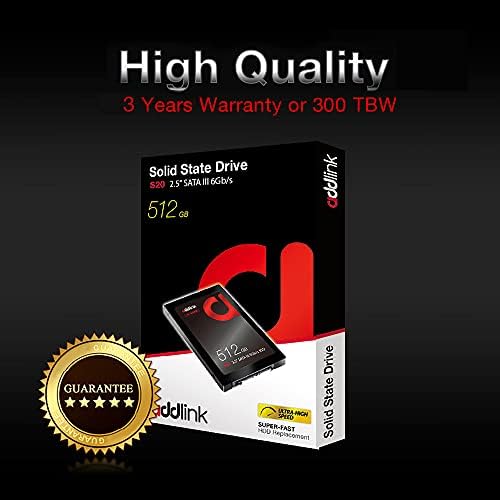 AddLink S20 512GB 2-пакет PS4 компатибилен SATA III 2.5 инчен екстремен квалитет на внатрешна SSD 550MB/s Максимална брзина,