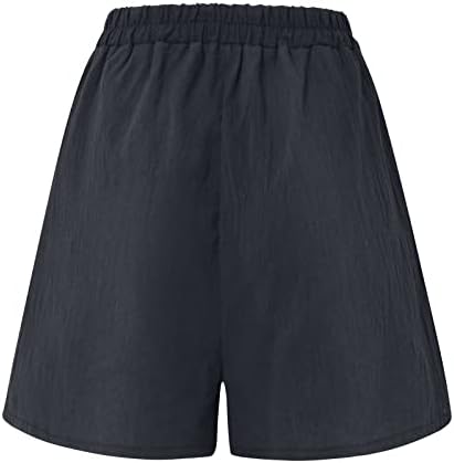 ОАМДНДЕА жени плус големина шорцеви копче надолу панталони летни панталони копче надолу шорцеви за дами летни панталони со џебни панталони