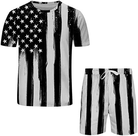 Bmisegm летни маички маички маички за машко знаме на Денот на независноста, пролетно летно слободно време, удобно смокинг шал