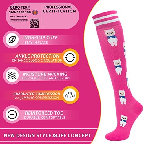 Фенглаода чорапи за компресија за жени мажи, 20-30 mmhg Компресија Поддршка Циркулациски чорапи за медицински сестри