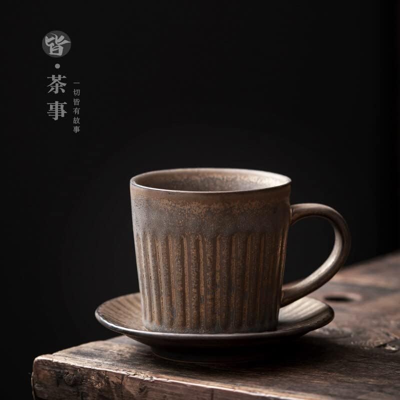 Мади Кеј дизајнира ретро кафе-чаша поставена јапонски стил керамички високо-крај со чинија за чистење рачно изработени креативни камени млеко