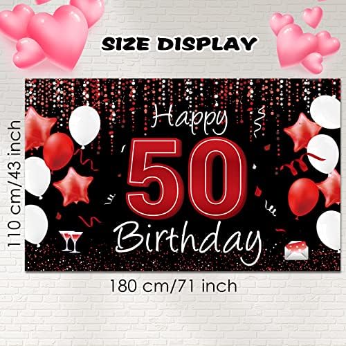 Среќен 50-Ти Роденден Двор Банер, Среќен 50-Ти Роденден Банер Украси За Жени/Мажи, Голема Позадина на 50-Ти Роденден, 50-Ти