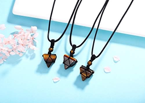 Xiannvxi пирамида гемстон приврзок ѓердани природен лекување кристален камен ѓердан прилагодлив јаже Реики кварц накит за мажи жени