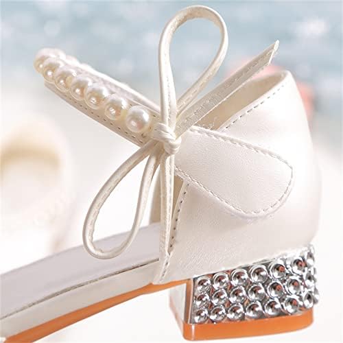 Девојки сандали Грилс чевли за фустани свадбени венчавки отворени пети сјајни високи потпетици за средношколски матурски фустани
