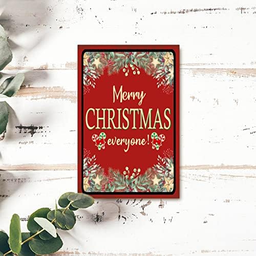 Божиќни украси весели на сите дрво знак Новина од табела со таблички, бобинки венец бонбони трска, дрвена знак рустикален декор на фарма