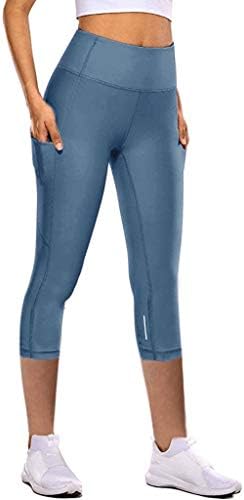 Контролни хеланки на стомакот Здфер за жени, брзо суви еластични капри јога панталони тесни женски обични удобни панталони со џебови