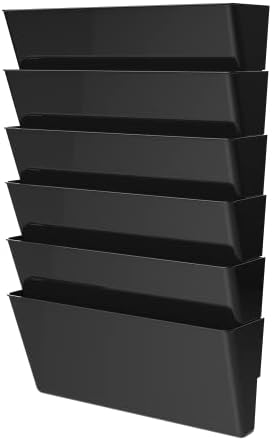 Storex Правна Големина Ѕид Џеб-Предвремени &засилувач; Магацинот Пластични Датотека Организатор, Монтажа Хардвер Вклучени, Рециклирани Црна, Во собата на 6, 4-Пакет