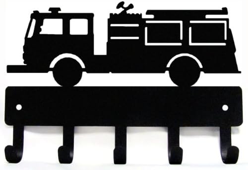 Решетката За Клучеви За Противпожарен Мотор Метал Педлер Со 5 Куки - Широк 9 инчи - Направена Во САД; Подарок За Пожарникар; Дома, Гаража