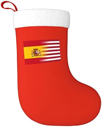 Американско знаме и шпанско знаме Божиќни чорапи, подароци за одмор на Божиќни празници за украси за семејни празници 18-инчни