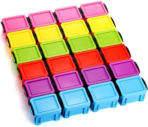 Elsjoy 24 пакет 6 бои Мал контејнер за пластично складирање, мини пластична кутија за заклучување со капаци за занаетчиски кутија