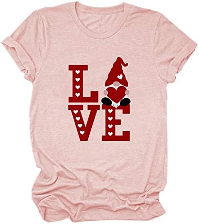 Подарок За Денот на вљубените За Девојки Жени Денот На Вљубените Маици На Екипажот Маица Мода Љубов Срце Печатење Кратки Ракави Врвови