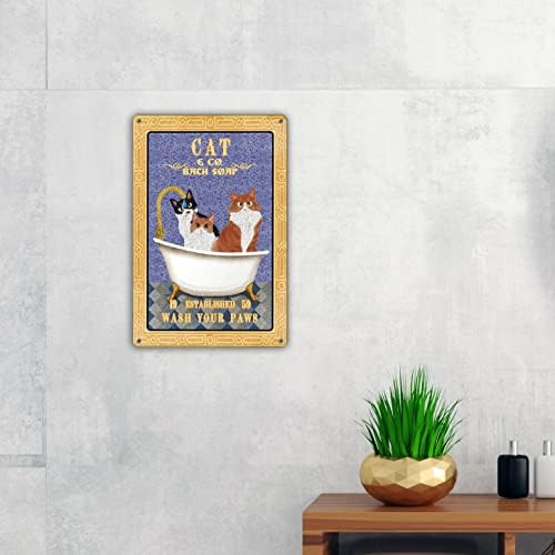Смешни Бања Цитат Метал Калај Знак Ѕид Уметност Декор Гроздобер Мачка &засилувач; Ко. Сапун За бања Измијте Ги Шепите Знак За Подароци