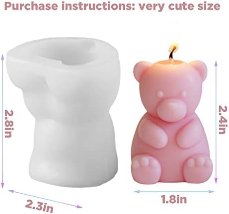 Топс 3Д симпатична цртана мечка мечка силиконска свеќа од смола од смола гипс мраз коцка за печење мувла за спална соба за роденденска забава
