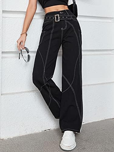 Aiенски панталони Аиуке со високи половини џебни бод широки панталони за нозе Panенски панталони