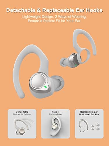 Безжични ушни уши кукур 5.1 Слушалки за Bluetooth Спорт со две одвојливи уши во ушите безжични слушалки за откажување на допир Контрола