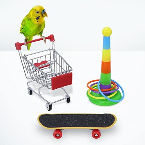 Wontee Bird Toys Mini Chart Cart Skikeboard Ring Toy за играње и тренинг на Budgies Cockatiels Caique Quaker Parrot Conures