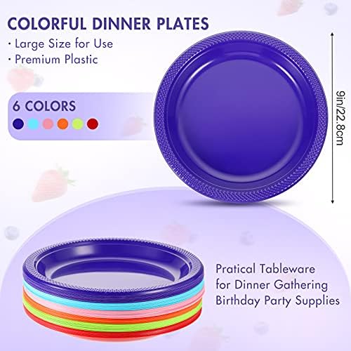 Geiserailie 120 парчиња пластични плочи во боја 9 инчи тркалезни плочи за еднократна употреба пластични вечери за забава, специјален