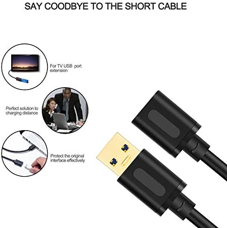 USB 3.0 продолжен кабел 25ft, USB 3.0 Extender со голема брзина на кабелот Тип А машко до женско за PlayStation, Xbox, USB флеш