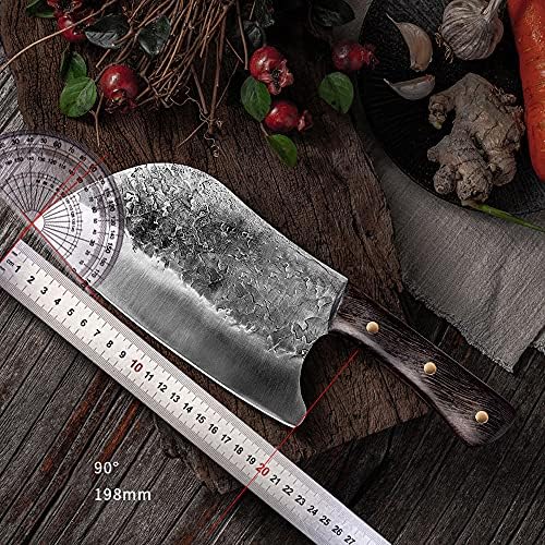 Криверс Клејвер нож, Клејвер за месо, кинески нож за чистење рачно изработен фалсификуван челик со високо-јаглерод, целосен танг-готвач месарница, чистење филе за и