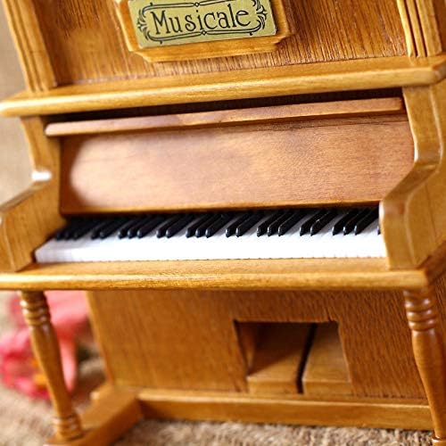 XJJZS Музичка кутија Квалитет Симулирани пијано гроздобер украси за дома 1 парчиња класичен квадратен дрвен часовник Crank