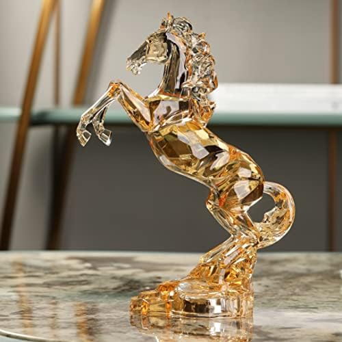 Дармомон акрилен коњ фигурина Кинески Фенг Шуи стаклен колекција украс статуа на животни колекционерски стои за стоење на маса, декор за дома