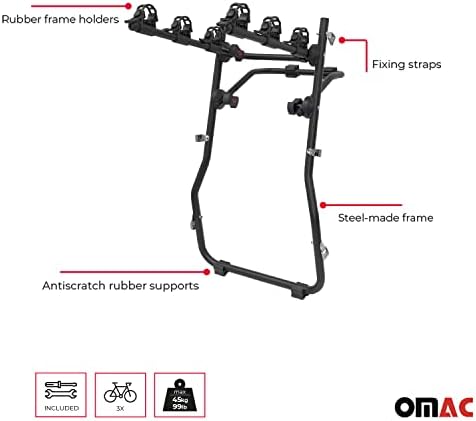 ОМАК 3 Велосипед Решетката За Ауди А3 2004-2012 Црна | Автомобил Багажникот Планината Велосипед Превозникот 99 Фунти Оптоварување Преклопуваат