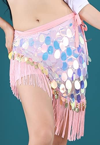 ZltDream Belly Dance Chip Same Glitter Fringe Triangle Shap Belt Sparkle Здолниште за жени Додаток за облека со реси