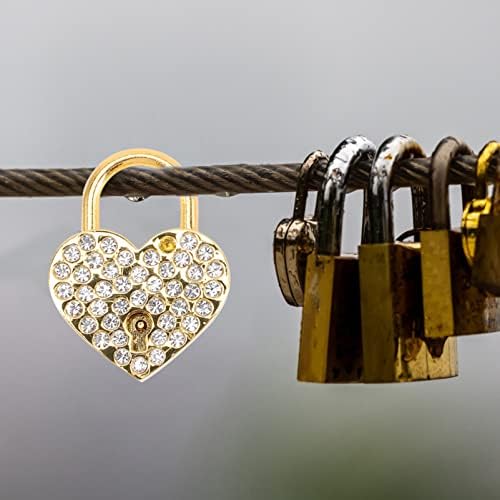 Gadpiparty 2pcs rhinestones срцев ударни мини заклучување со клуч loveубов кристал катанец за накит за чување на градите за чување на градите,