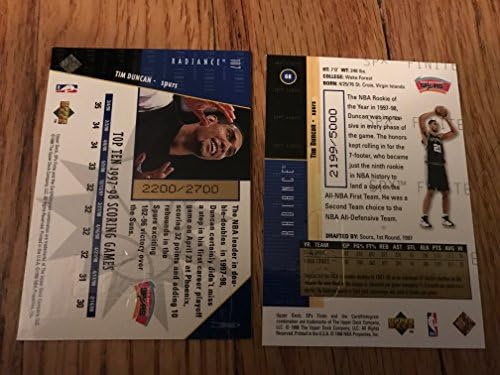 Многу од - 1998-1999 година НБА горната палуба SPX картички на Тим Данкан, SPX конечна зрачечка картичка 2199/5000 68 & SPX конечна