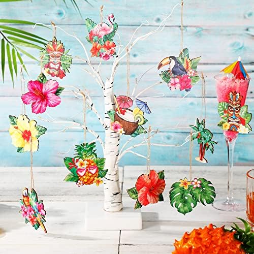48 парчиња летни украси што висат декорација на приврзоци Декоративни висечки украси за декорација на забава на Хавајски плажа