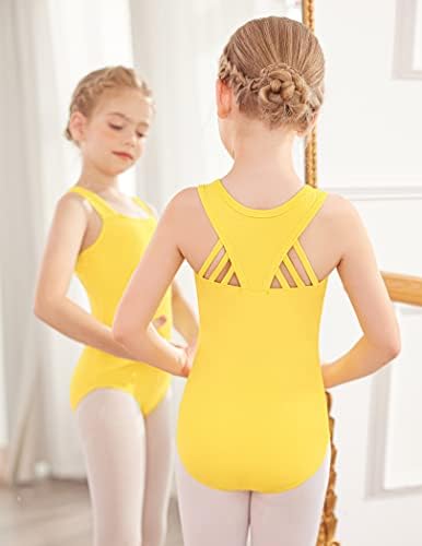 Аршинер девојки балет танц леотарди ленти назад камизол резервоар леотарска гимнастика танцувачка облека за деца