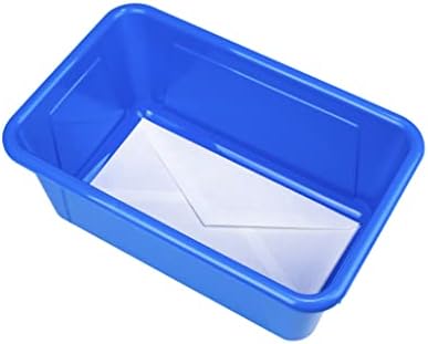 Мали канти за куби за складирање-Пластични контејнери за складирање за училница со капаци за не-SNAP, 12,2 x 7,8 x 5,1 инчи, сина, 5-пакет