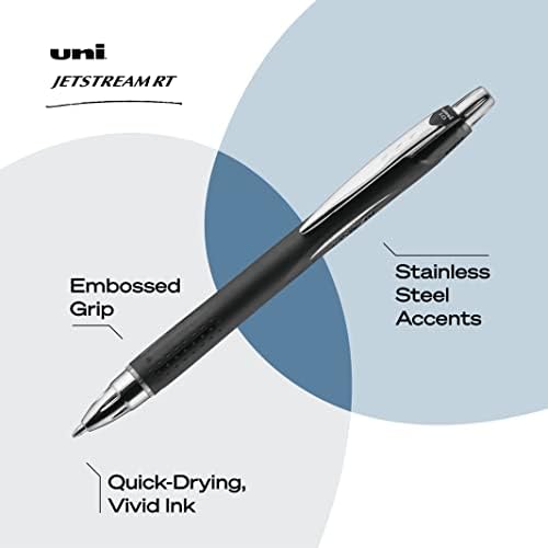 Uni-Ball JetStream RT Black 1.0mm Задебелни пенкала, Ballpoint Pen 12 Pack | Црни пенкала, канцелариски материјали од Унибал