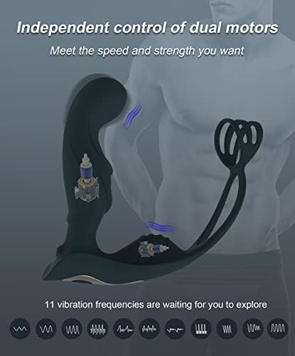 Вибрирачки масиран за простата со двојни мотори прстен на пенисот, анален приклучок вибратор со петел прстен, играчки за сензорни стимулари