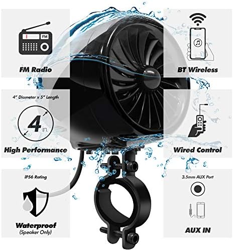 GoHawk TJ4-R Систем за засилувач 4 Целосен опсег водоотпорен Bluetooth моторцикл стерео звучници 1 до 1,5 in. Рачка за рачка засилувач
