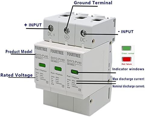 YnRemm SPD Solar Surge Protector 2P 3P DC 500V 600V 800V 1000V Надворешен уред за заштита на молња 10-20/20-40/30-60KA