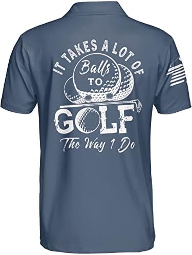 Хивичи голф кошули за мажи Поло кошула Менс смешна замав патриотска американско знаме кошула лудо суво вклопување печатено поло