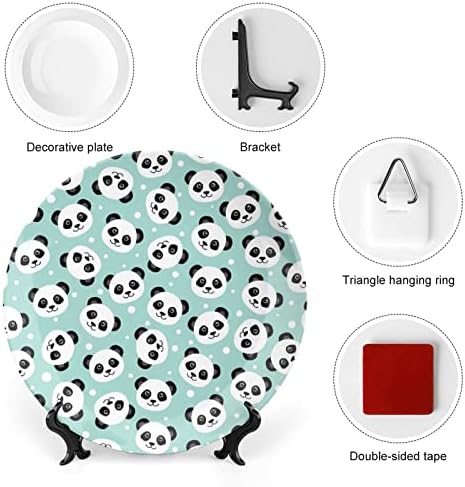 Керамички чинија со симпатична панда, керамички плочи, висечки декор со приказ за украс за домашна канцеларија